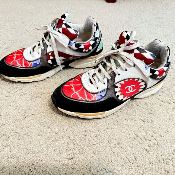 $1869 Authentic CHANEL Made in ITALY Women's Multi-Colors Low Trainers Sz.38 - Picture 1 of 12